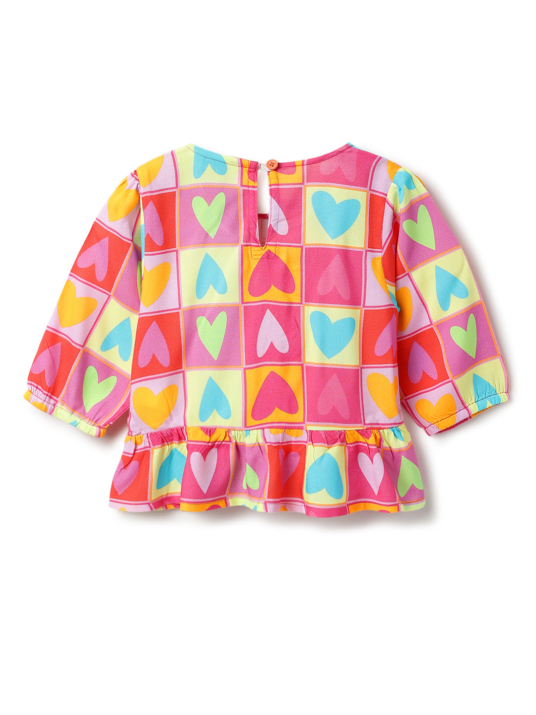 Girls Pink Viscose Casual Half Sleeve Top & Shorts Printed Co- Ord Set