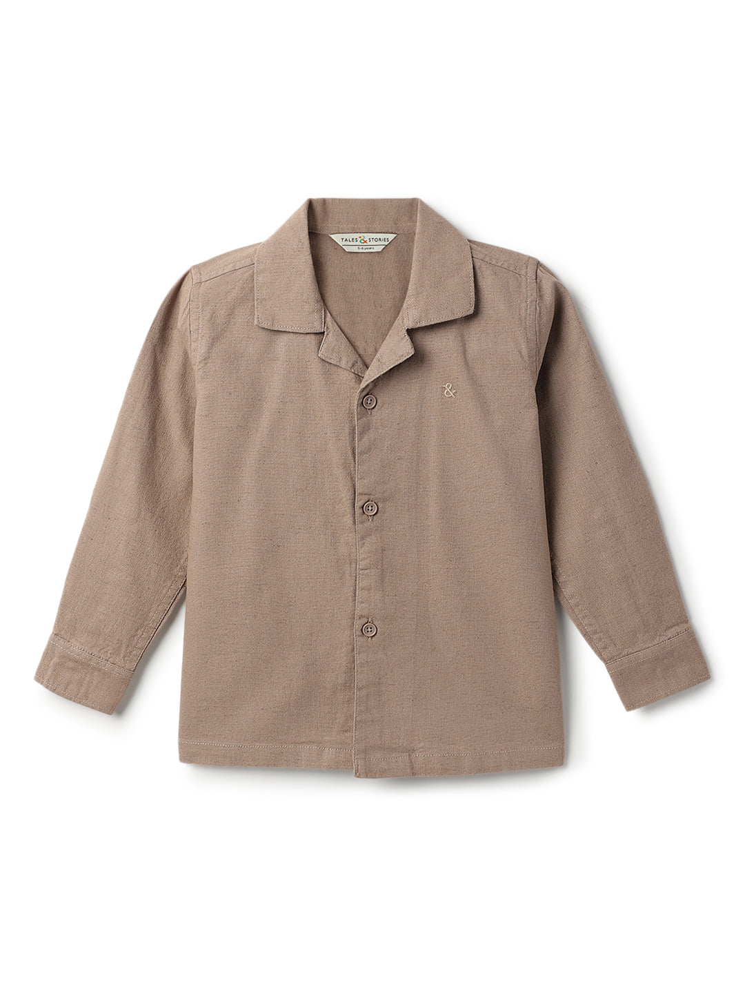 Boys Cotton Linen Brown Shirt & Trouser Co-Ord Set