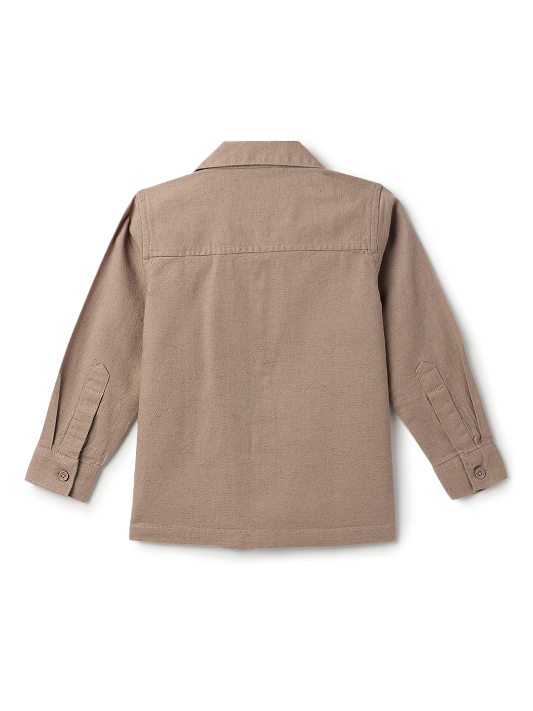 Boys Cotton Linen Brown Shirt & Trouser Co-Ord Set