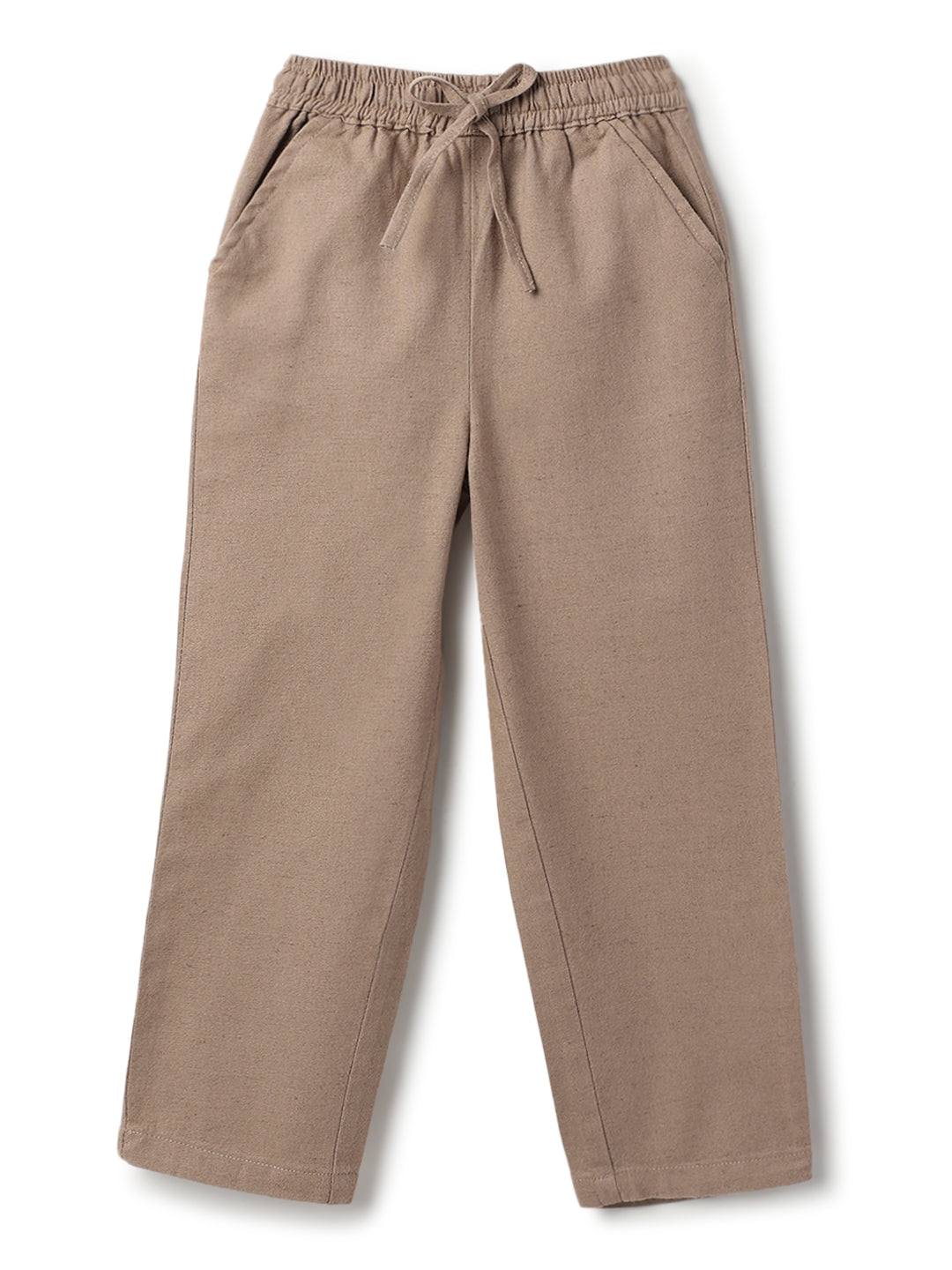 Boys Cotton Linen Brown Shirt & Trouser Co-Ord Set
