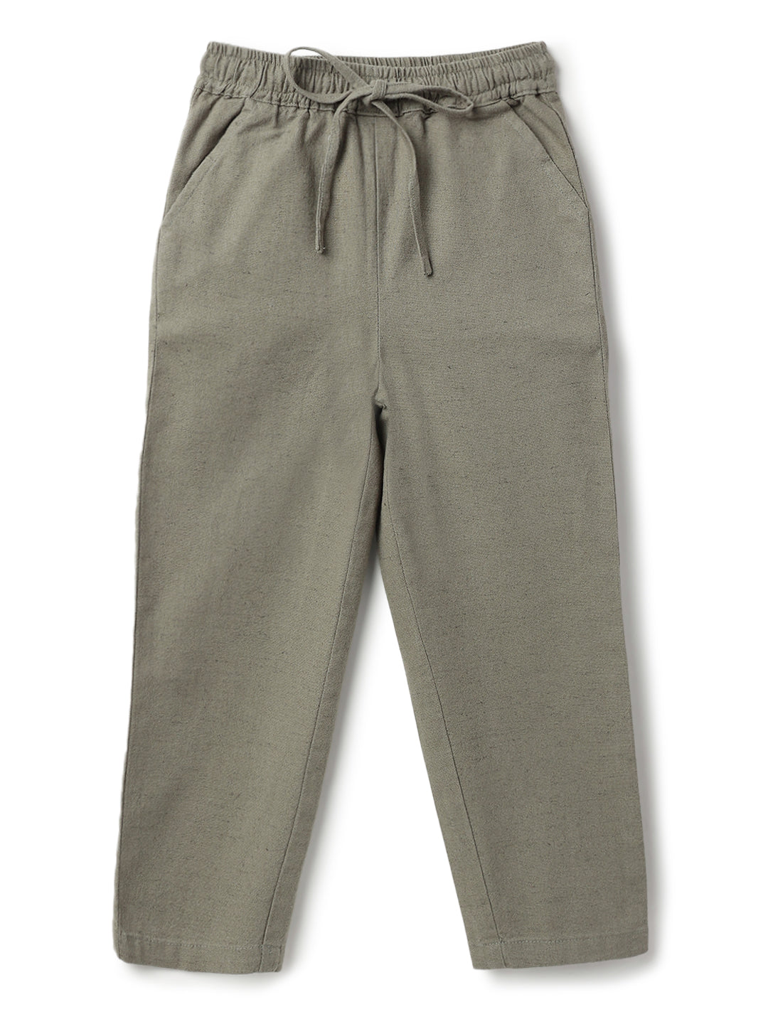 Boys Cotton Linen Olive Shirt & Trouser Co-Ord Set