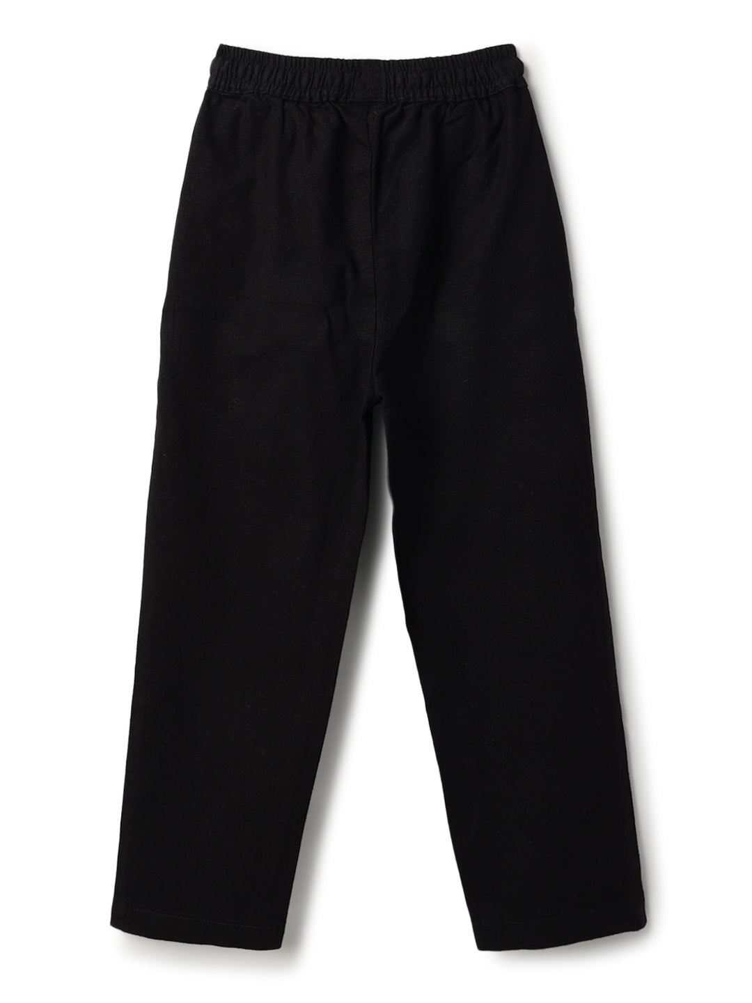 Boys & Girls Cotton Linen Black Shirt & Trouser Co-Ord Set