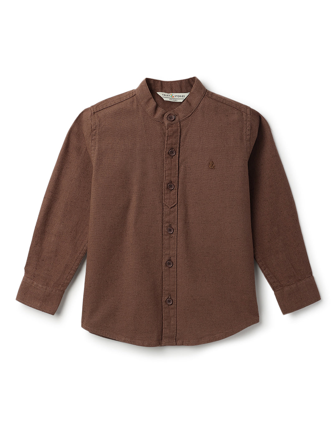 Boys & Girls Cotton Linen Brown Shirt & Trouser Co-Ord Set