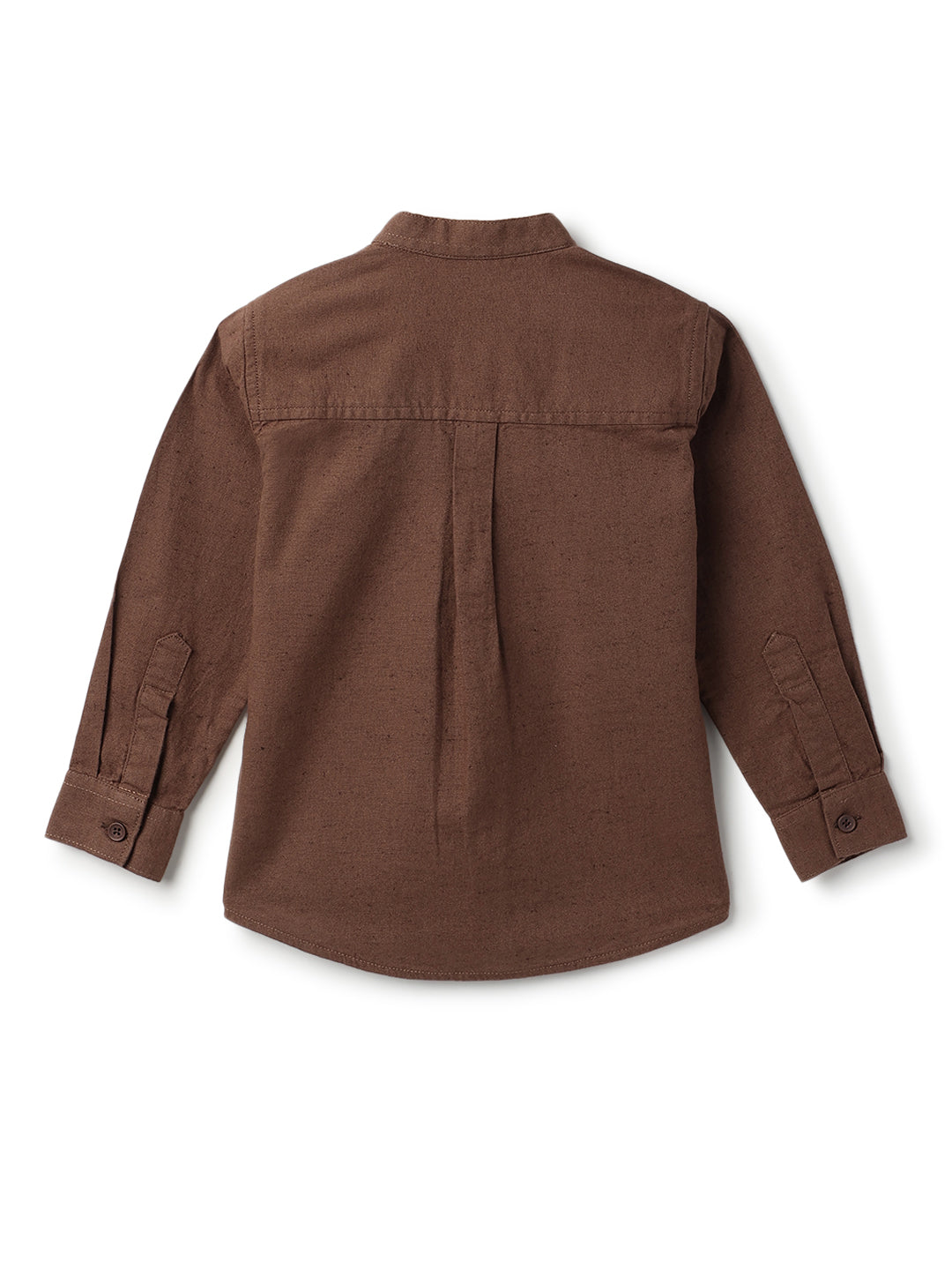 Boys & Girls Cotton Linen Brown Shirt & Trouser Co-Ord Set