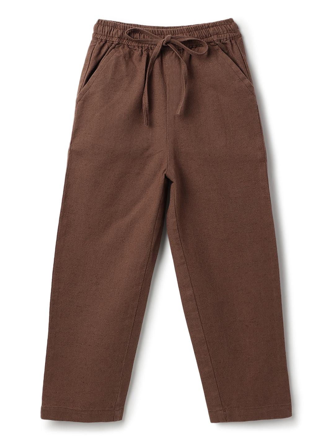 Boys & Girls Cotton Linen Brown Shirt & Trouser Co-Ord Set