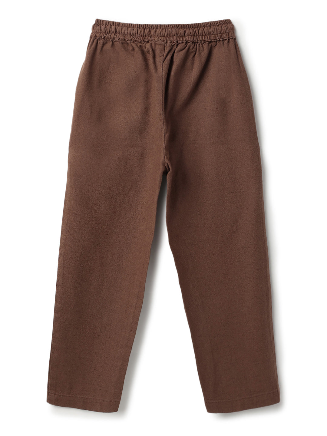 Boys & Girls Cotton Linen Brown Shirt & Trouser Co-Ord Set
