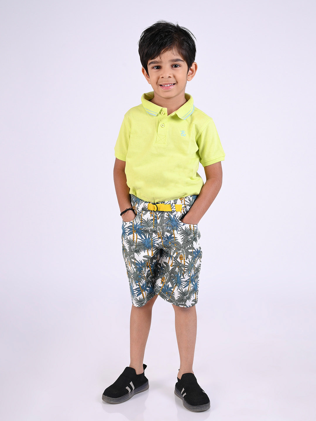 Boys Green Polo Cotton T-Shirt
