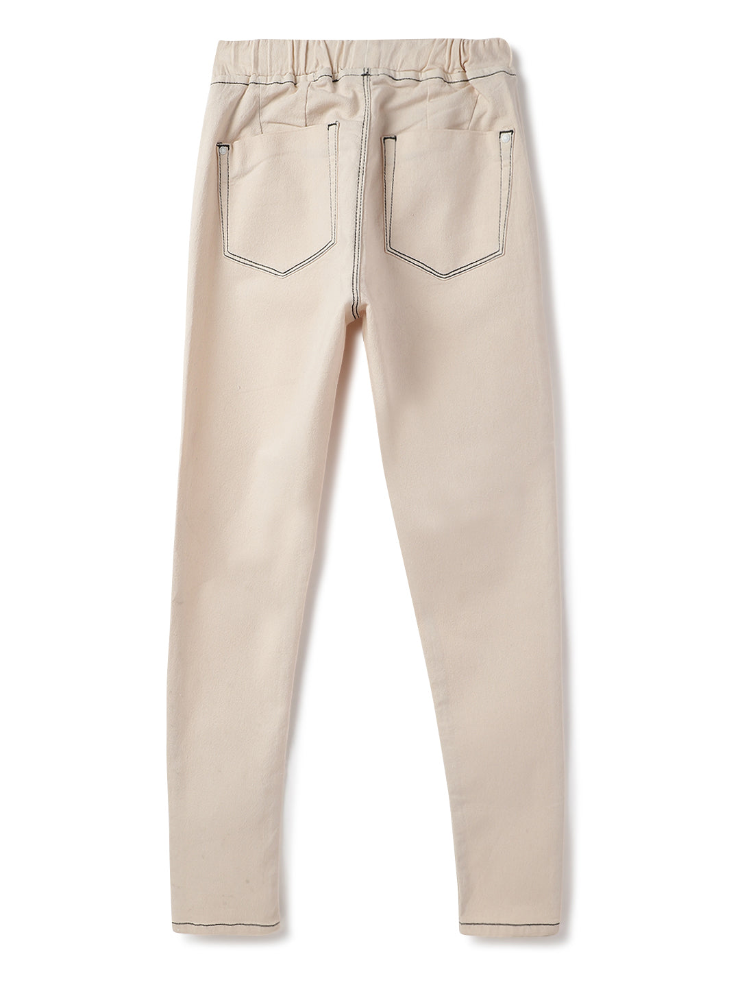 Womens Off White Lycra Washed Skinny Fit Jegging