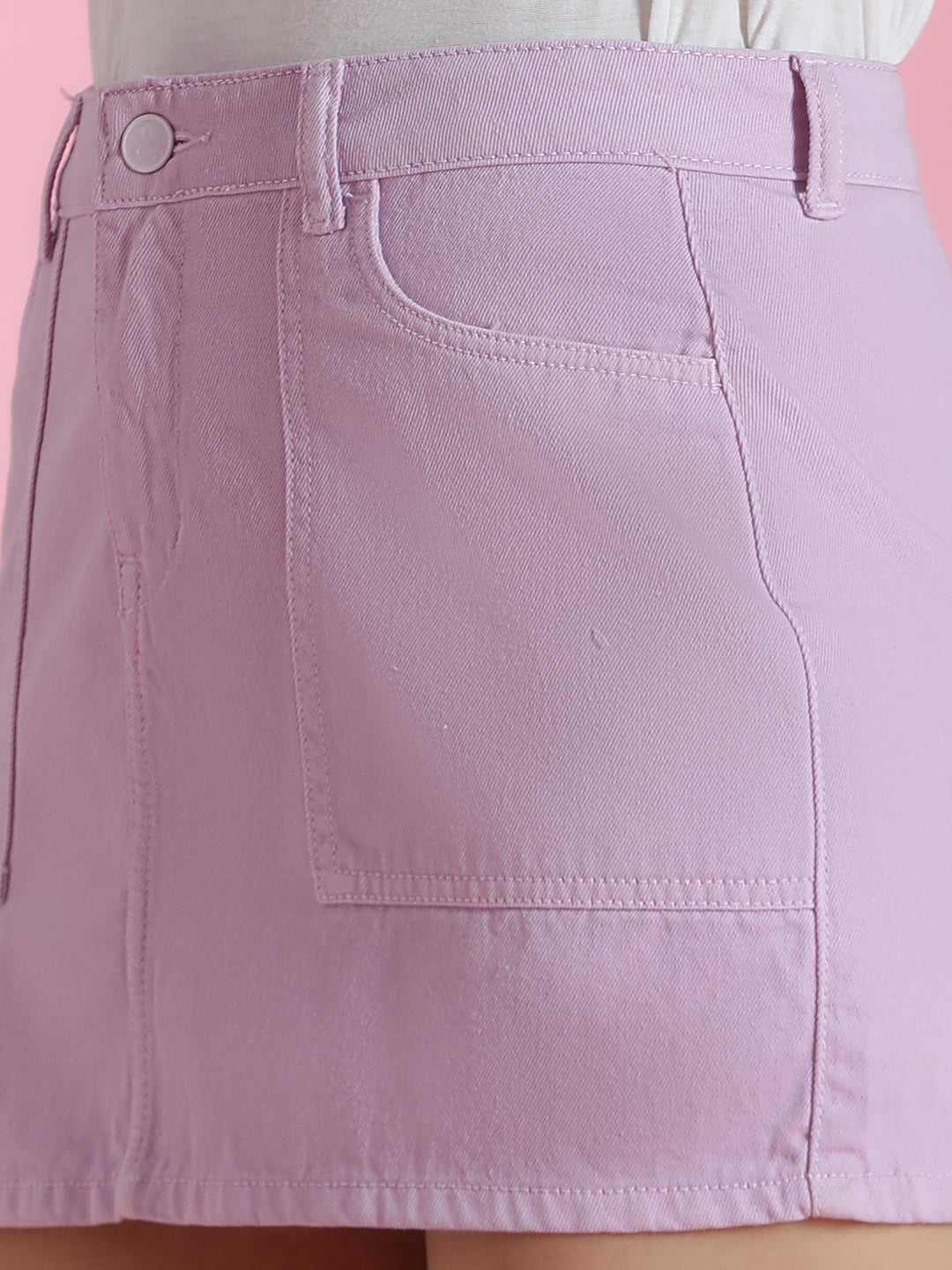 Women's Magenta Purple Cotton Washed Skirts