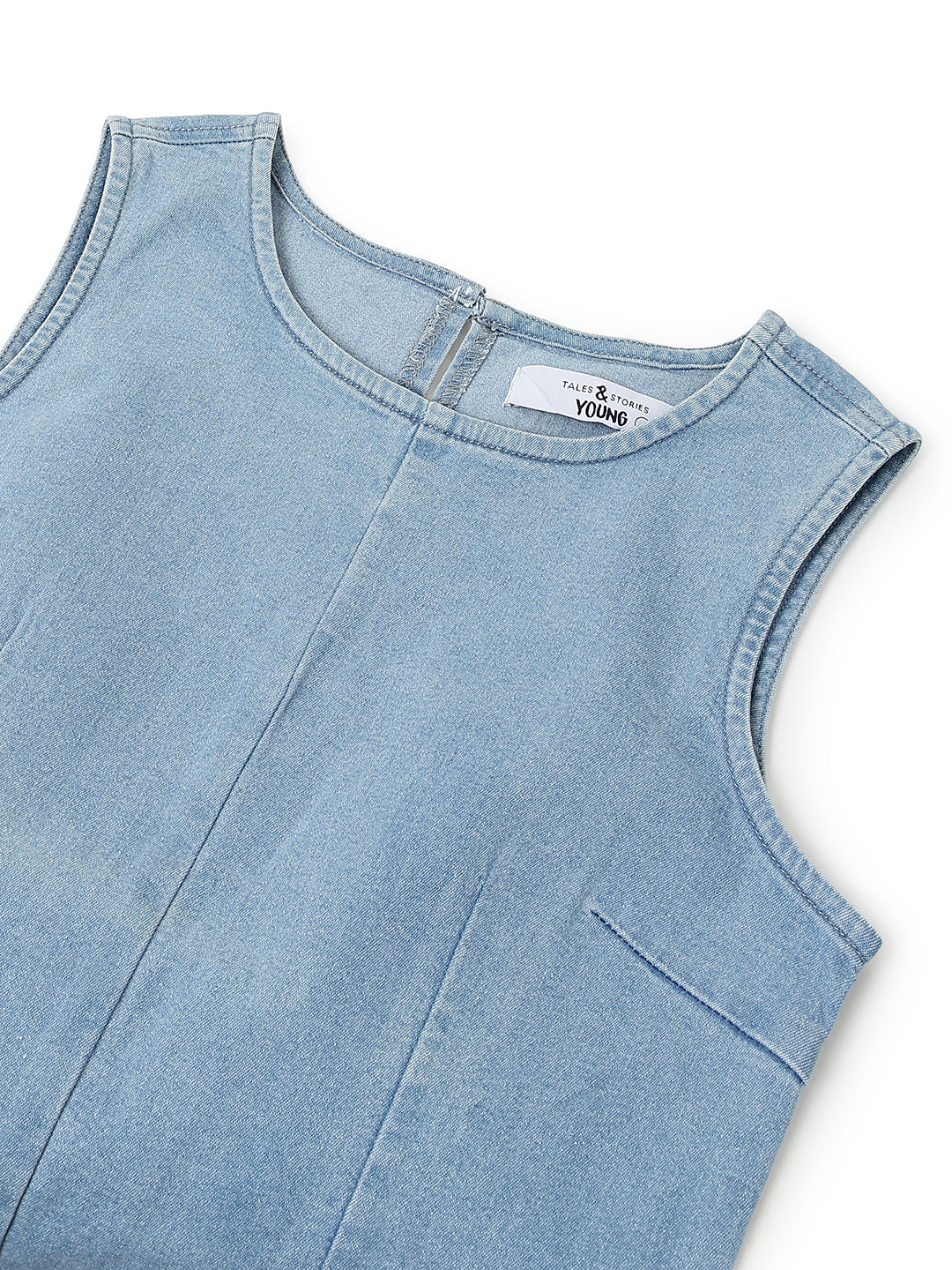 Womens Light Blue Denim Sleeveless Dress