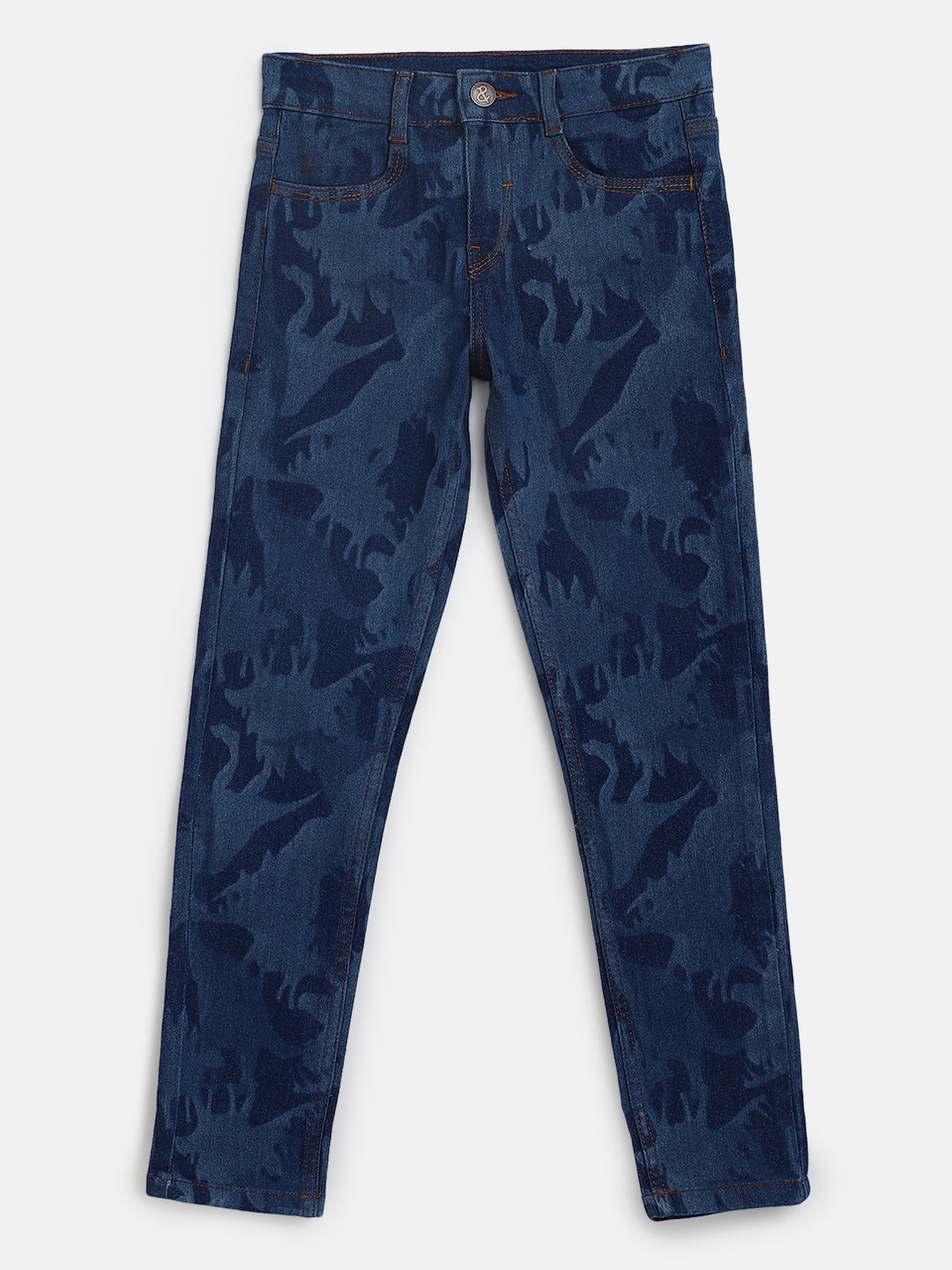 Boys Blue Slim Fit Printed Jeans