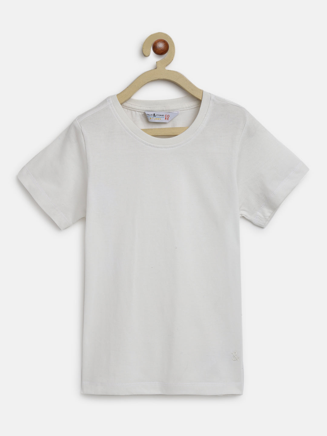 Boys White Solid Cotton T-Shirt