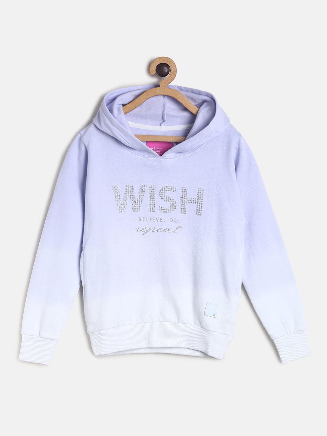 Girls Blue Ombre Printed Sweatshirt With Hood