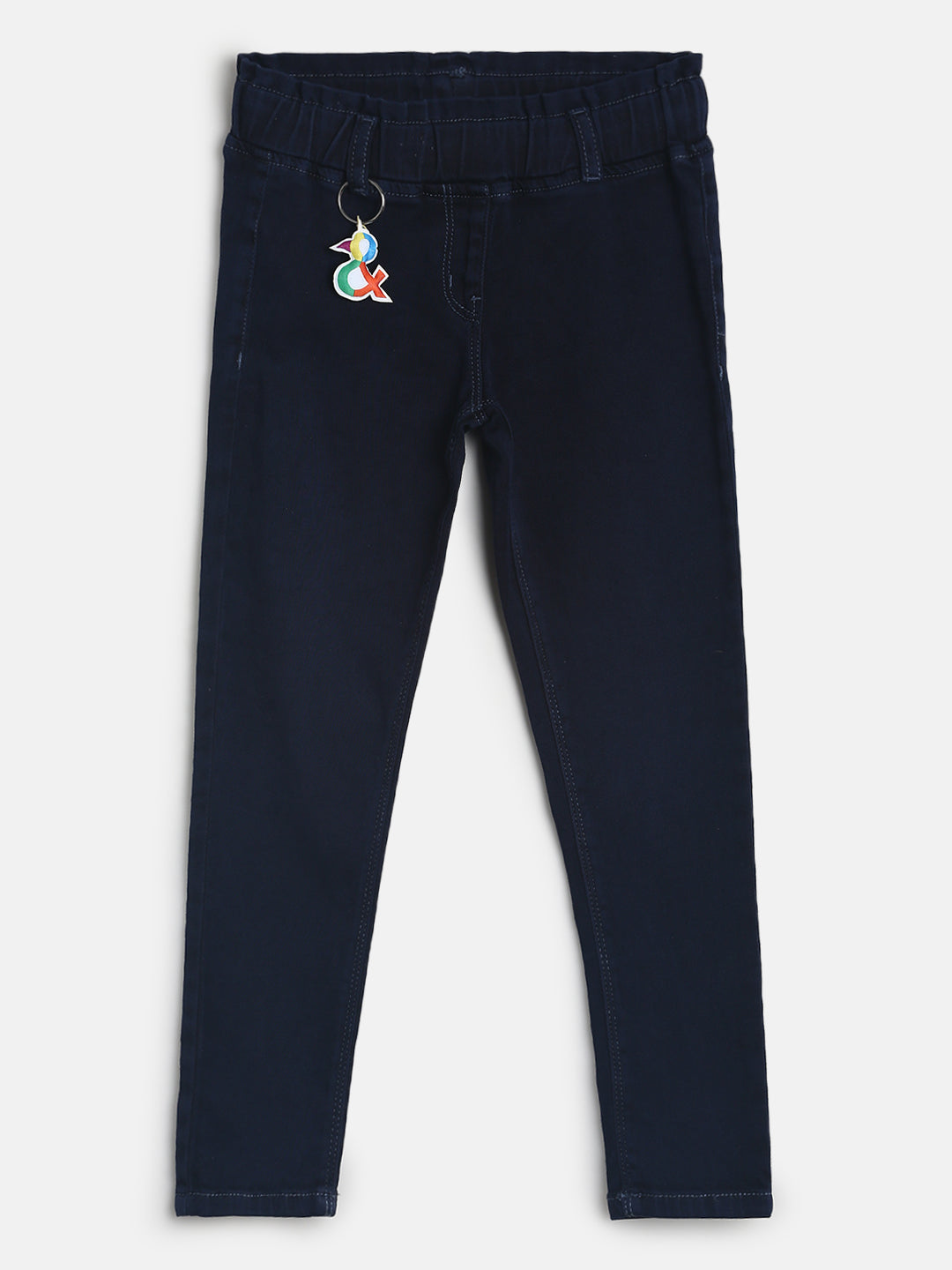 Girls Dark Blue Denim Joggers