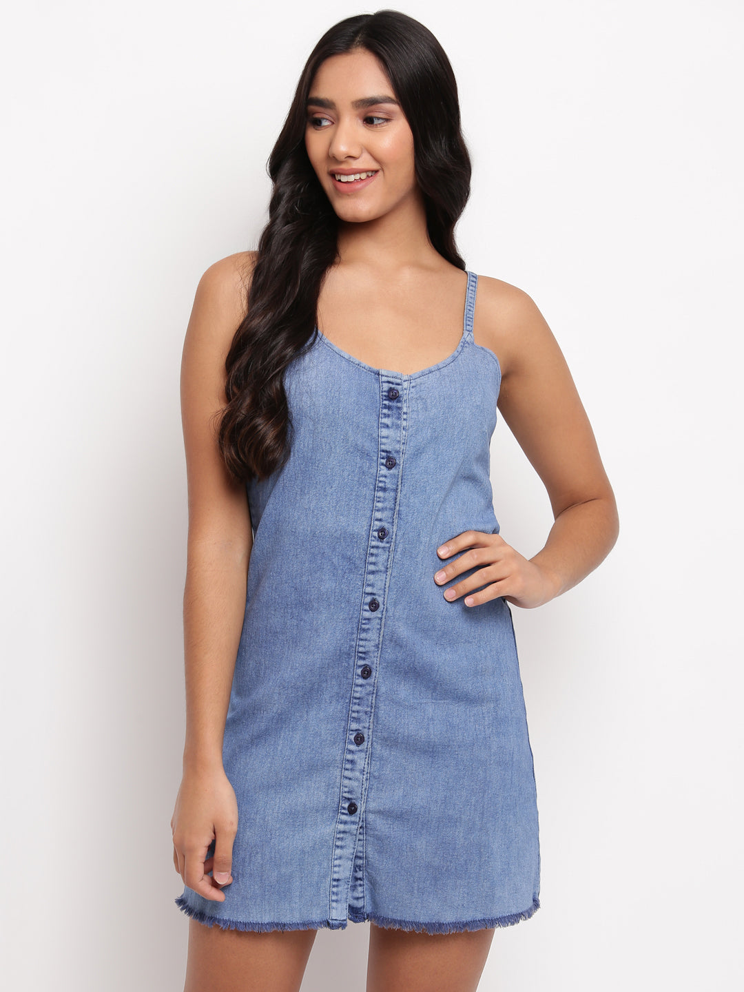 Women Mid Blue Denim Dress