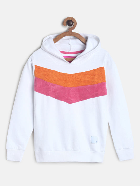 Girls White Printed Sweatshirt