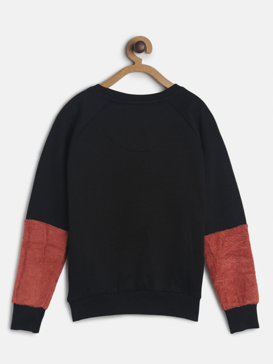 Girls Black Printed Cotton Regular Fit Sweatshirt