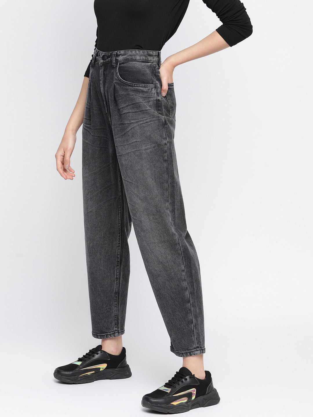 Women Whiskered Denim Jeans