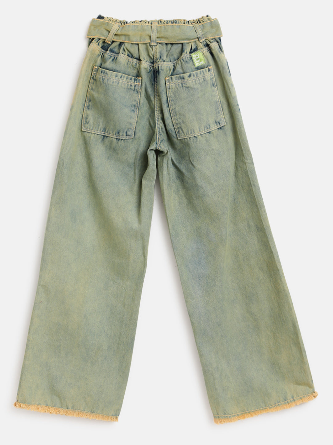 Girls Olive Denim Palazzo