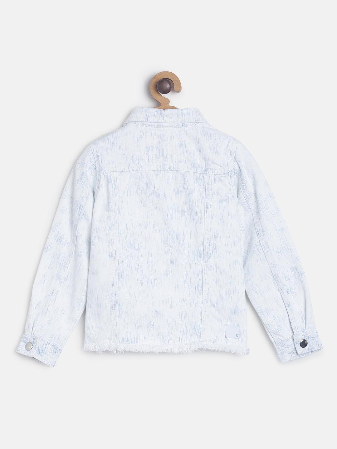 Girls White Regular Fit Printed Casual Jacket