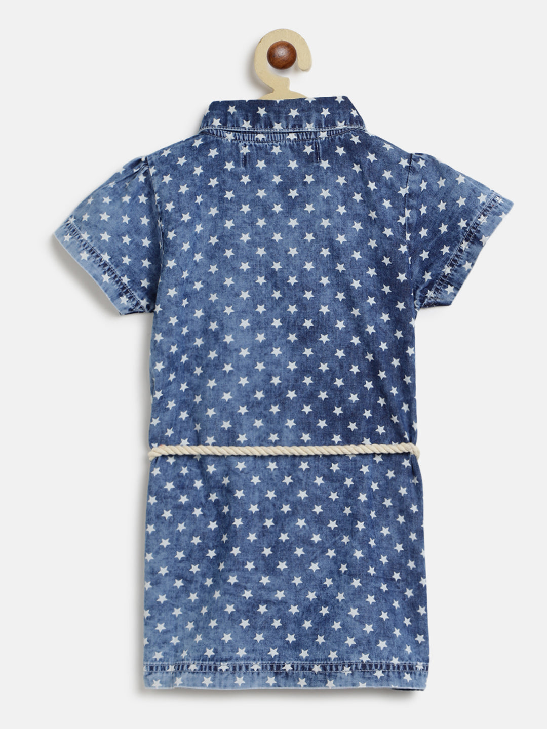 Girls Blue Printed Denim Top