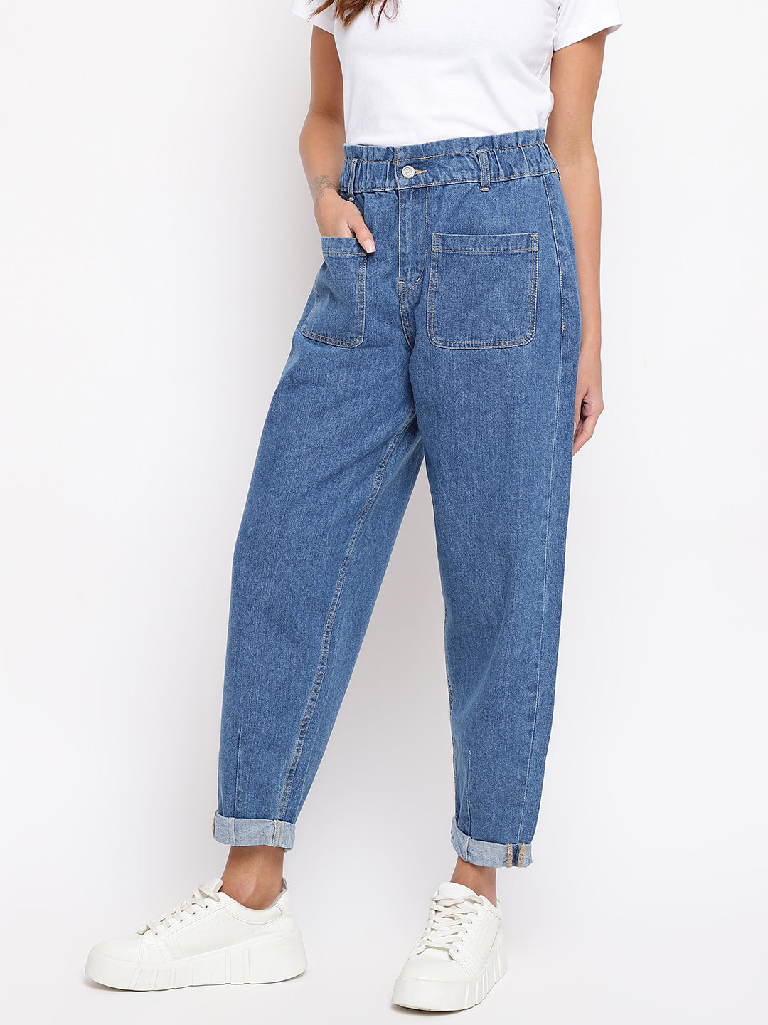 Women Mom Fit Denim Jeans