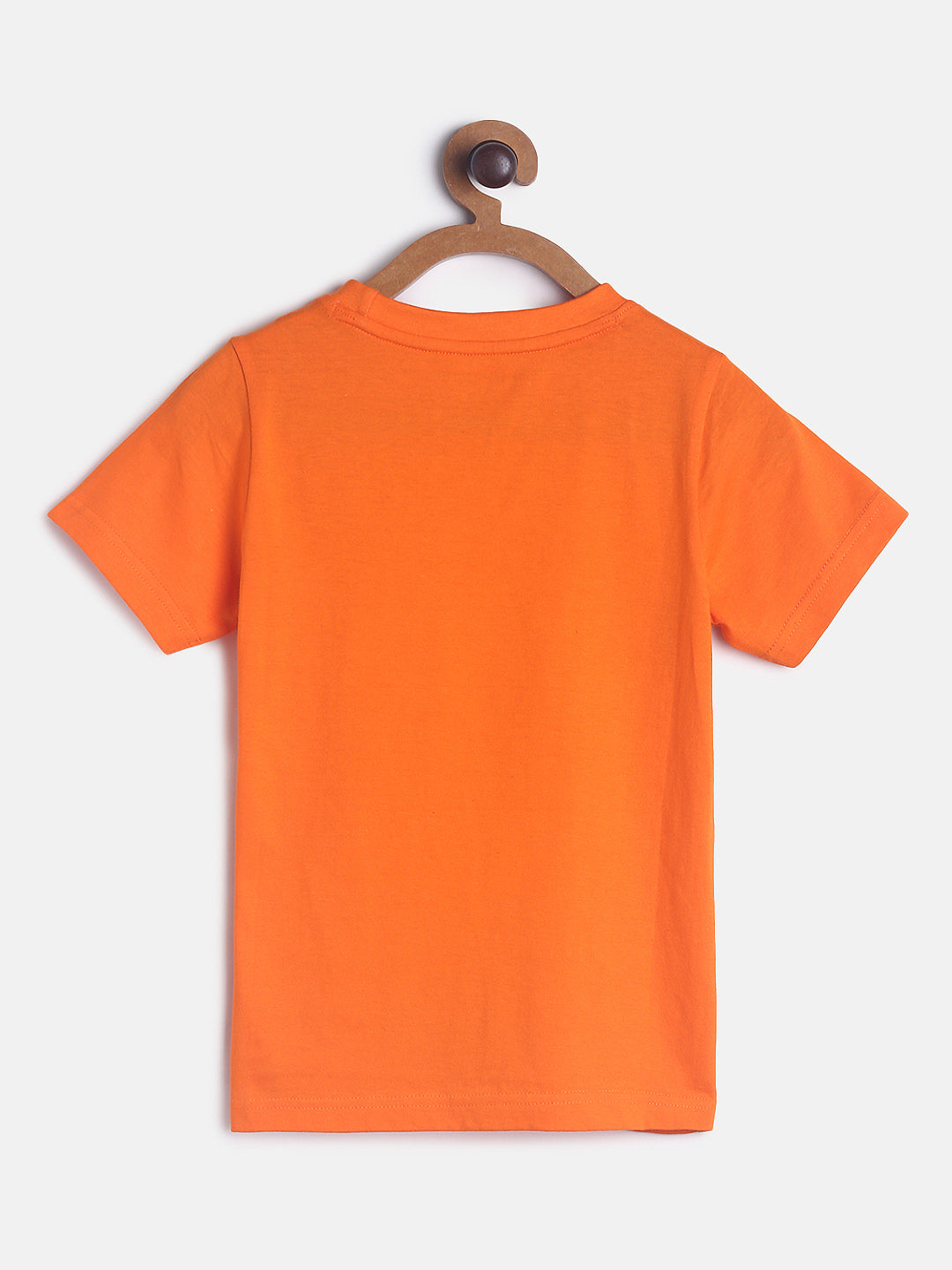 Boys Neon Orange Printed Cotton T-shirt