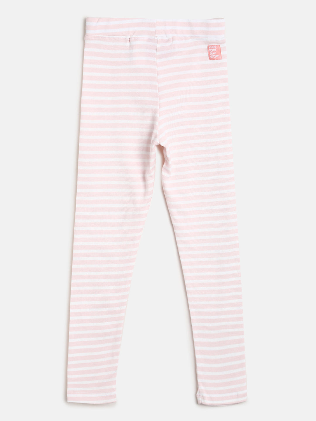 Girls Pink Striped Leggings