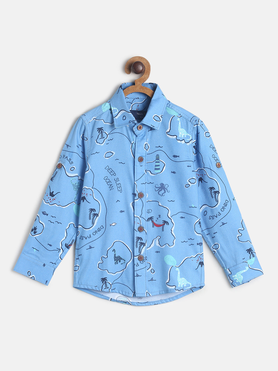 Boys Sky Blue Printed Shirt