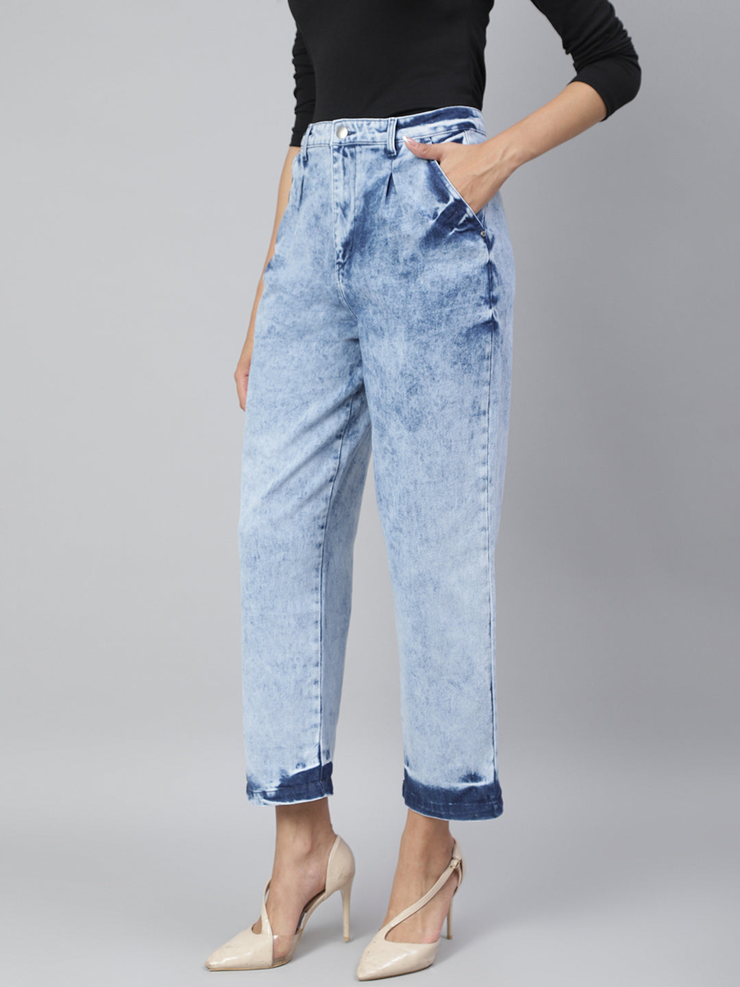 Women Slouchy Fit Light Blue Denim Jeans
