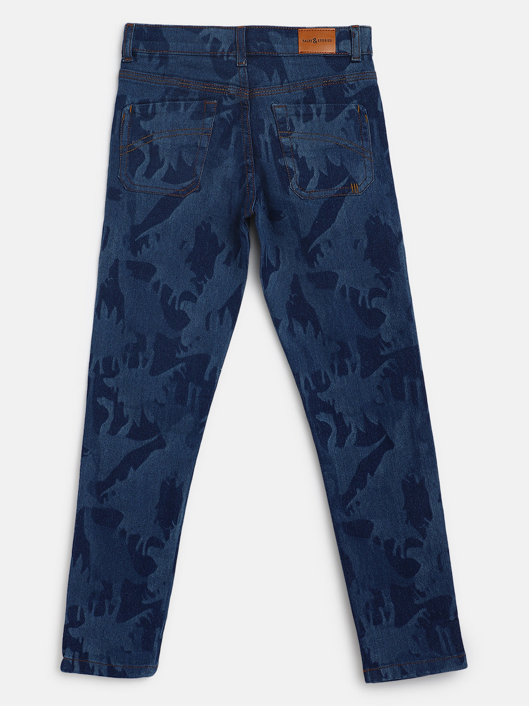Boys Blue Slim Fit Printed Jeans