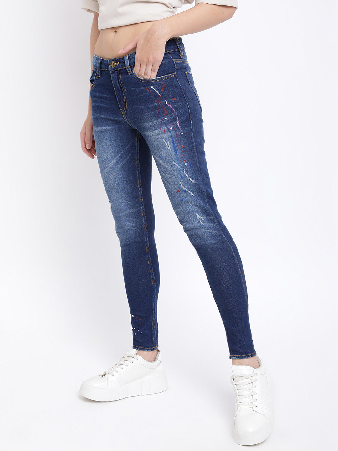 Women Dark Blue Skinny Fit Jeans