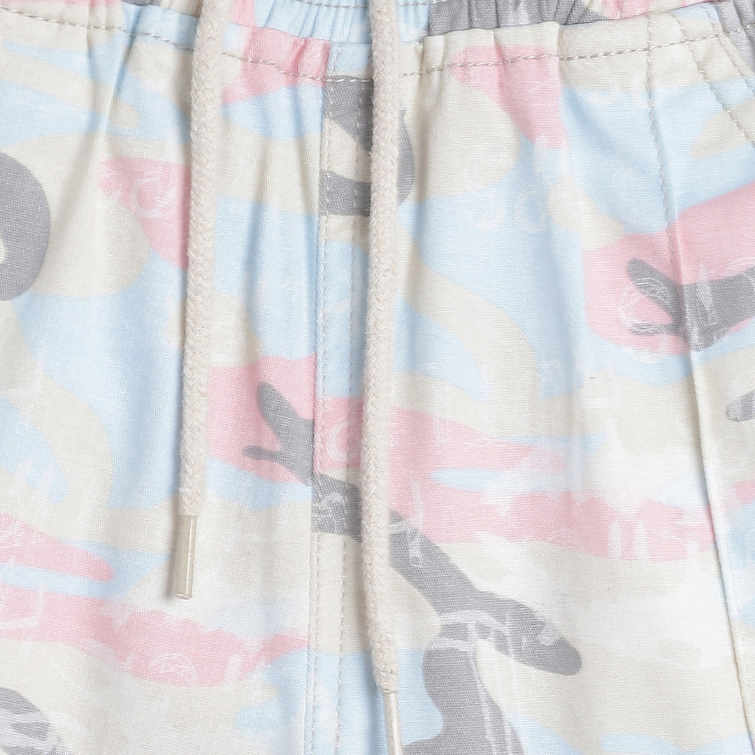 Girls Light Pink Regular Fit Printed Cotton Jogger