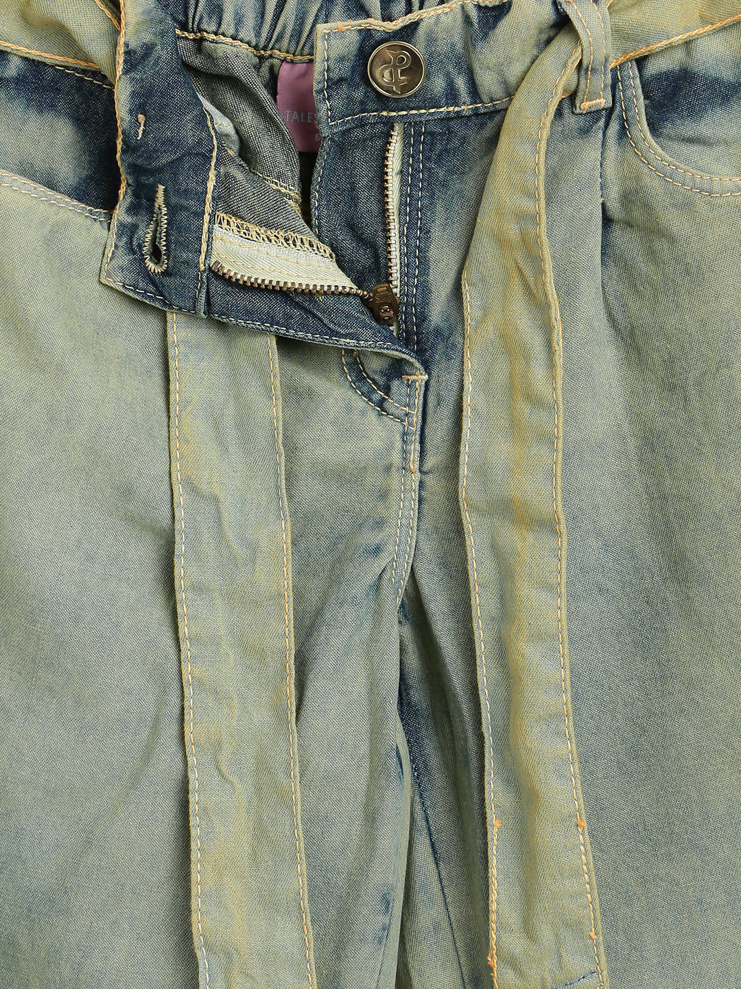 Girls Olive Denim Palazzo