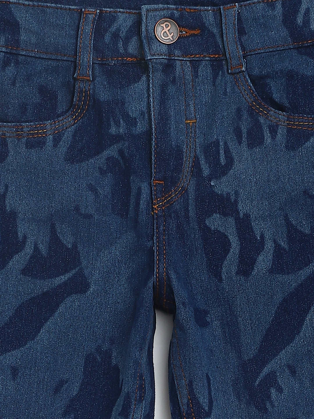 Boys Blue Slim Fit Printed Jeans