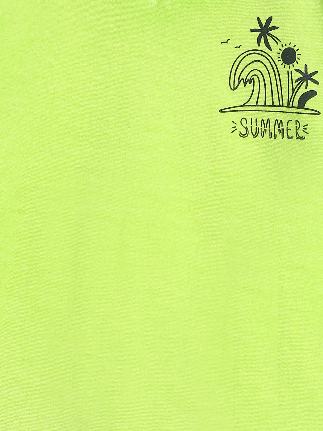 Boys Neon Green Cotton T-shirt
