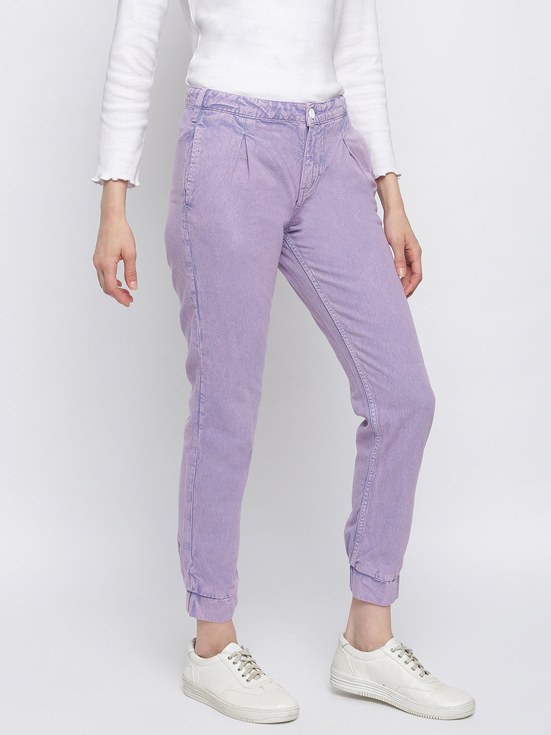 Women Purple Cotton Trouser