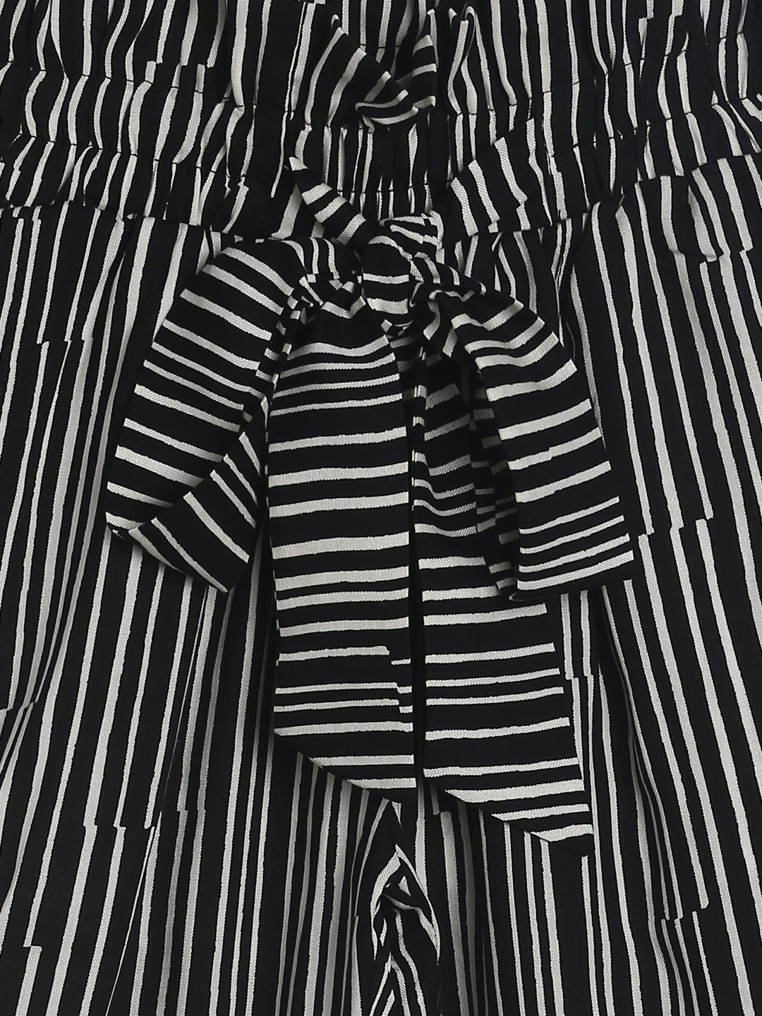 Girls Black Striped Paper Bag Trouser