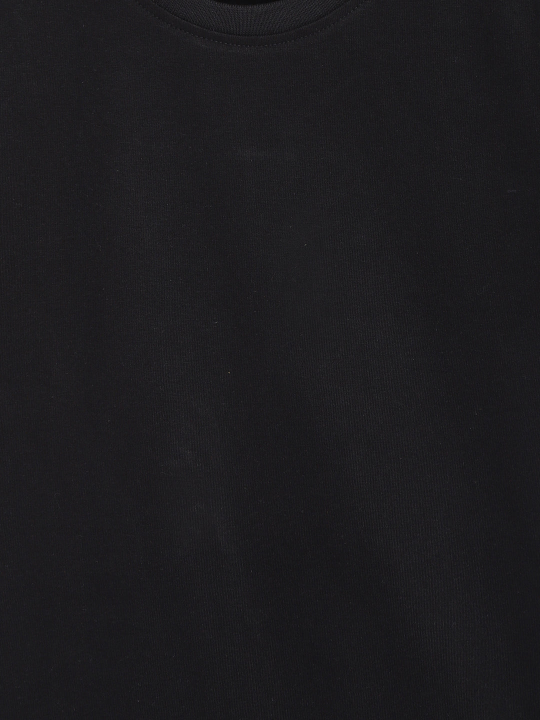 Boys Black Solid Cotton T-Shirt