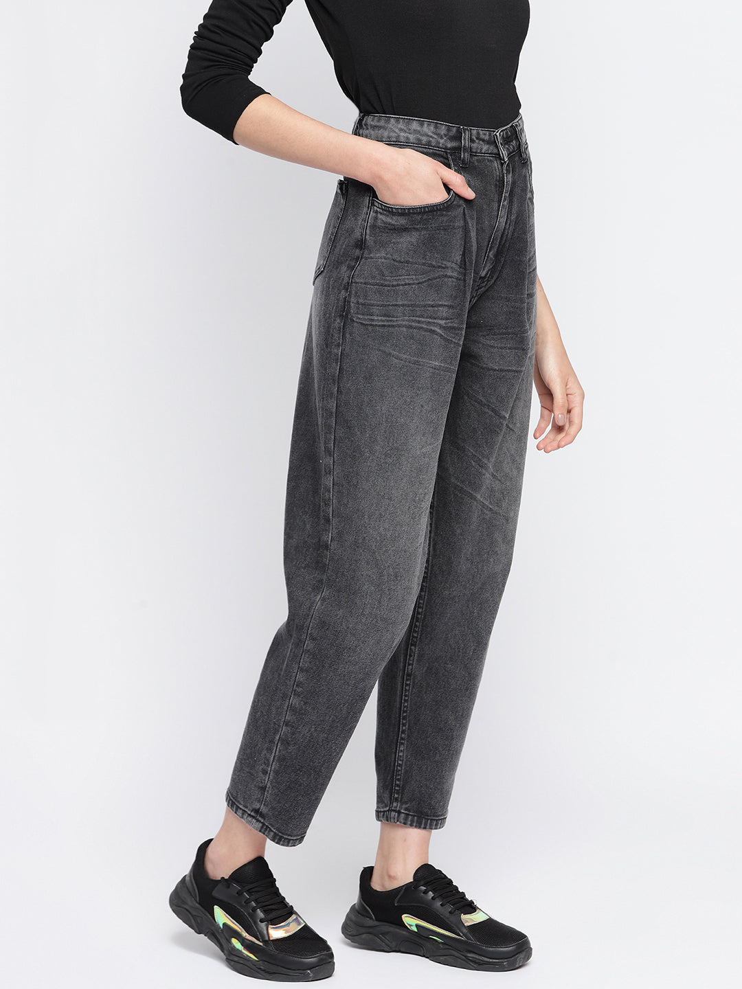 Women Whiskered Denim Jeans
