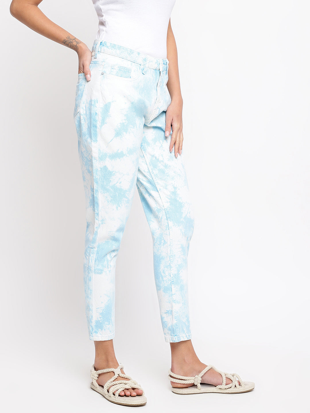 Women Tie & Dye Mom Fit Jeans