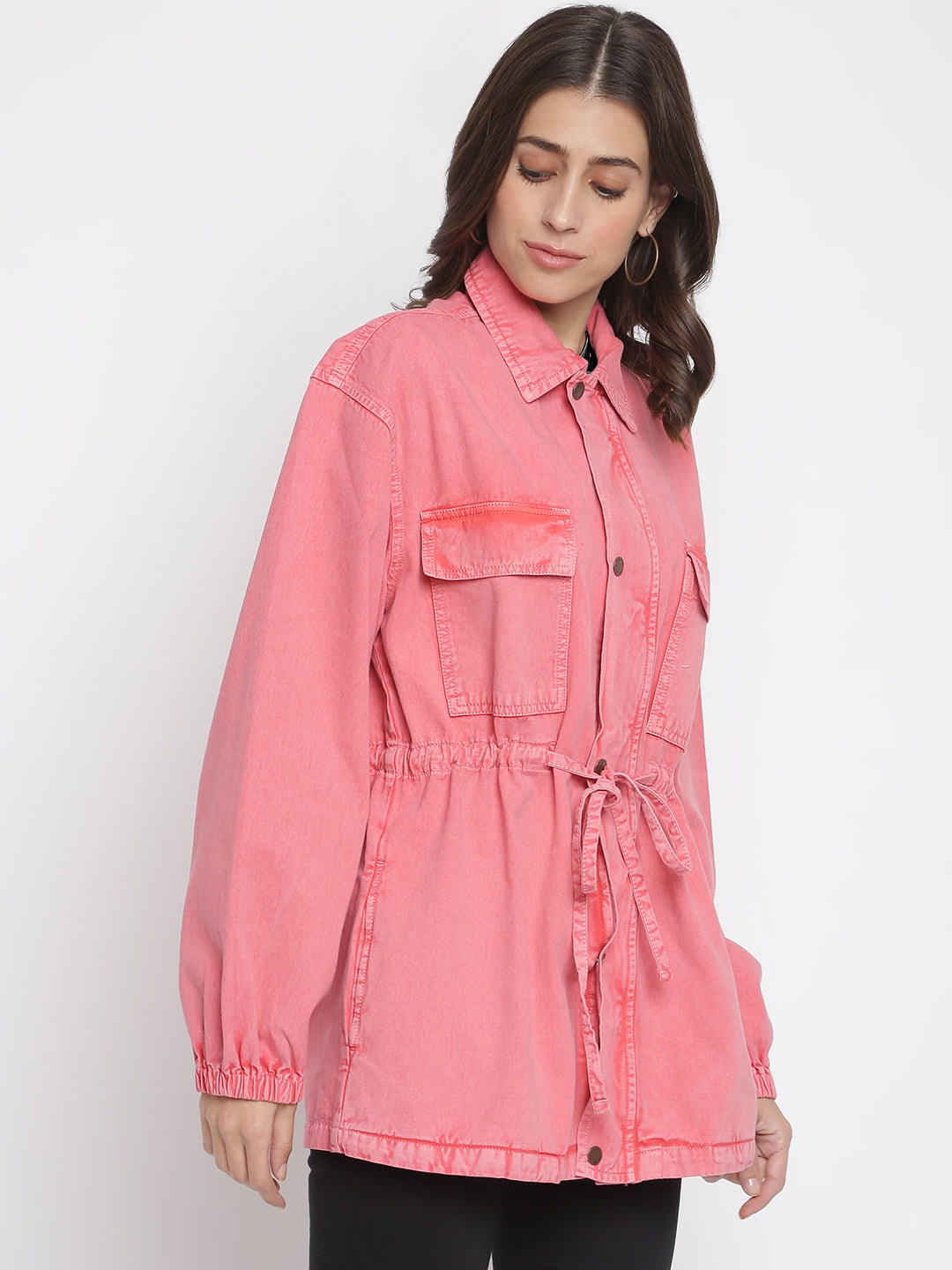 Women Pink Denim Jacket