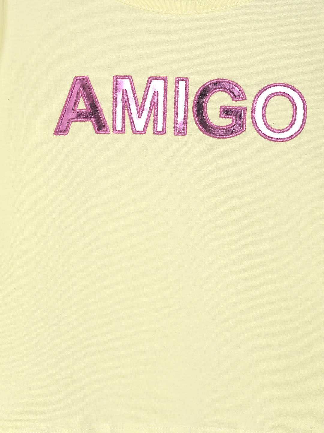 Girls Pastel Yellow Printed Casual T-shirt