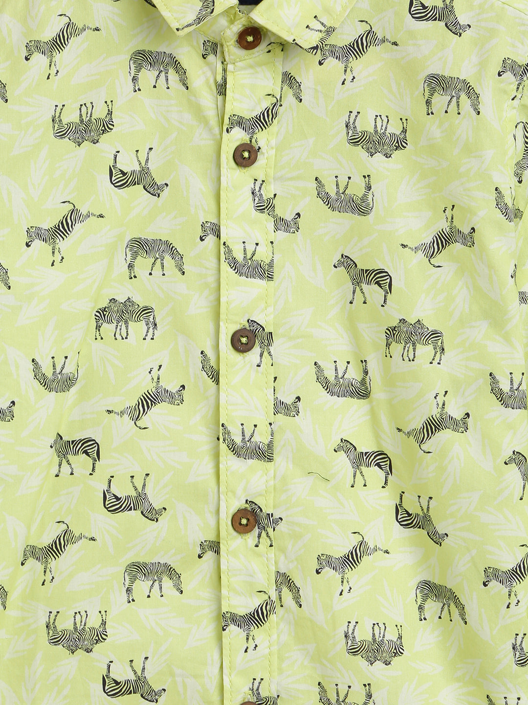 Boys Neon Green Animal Print Shirt