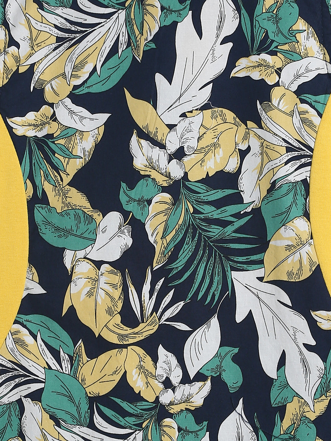 Girls Yellow Sleeve Less Printed Cotton Casual Dress