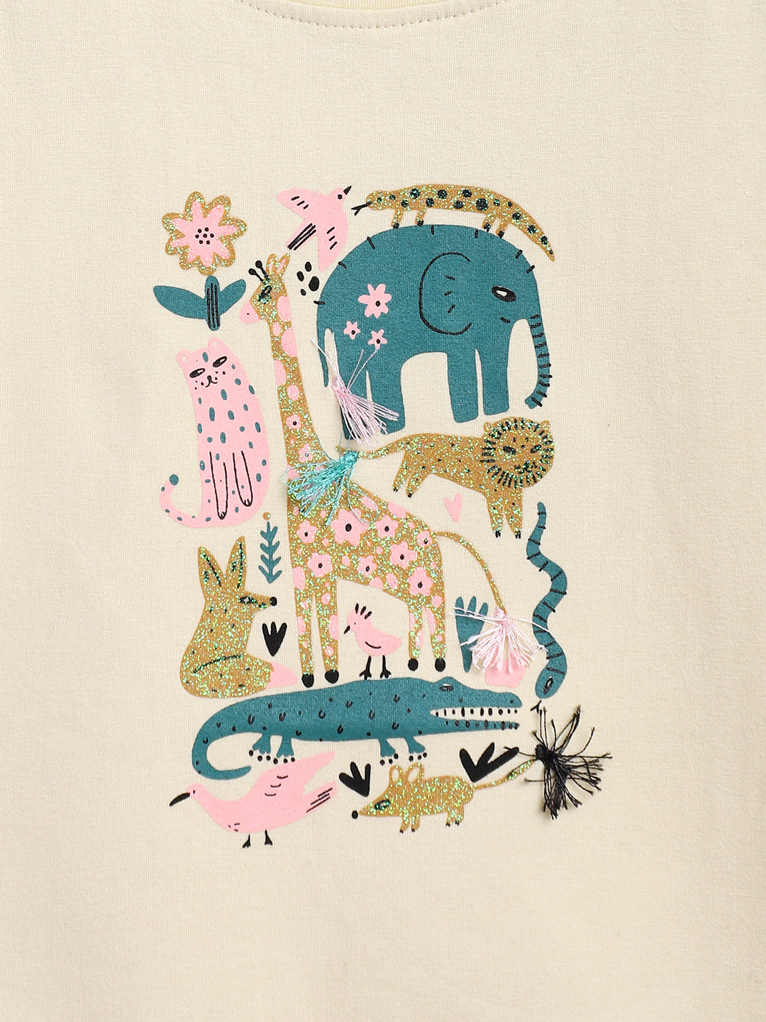 Girls White Cotton T-Shirt