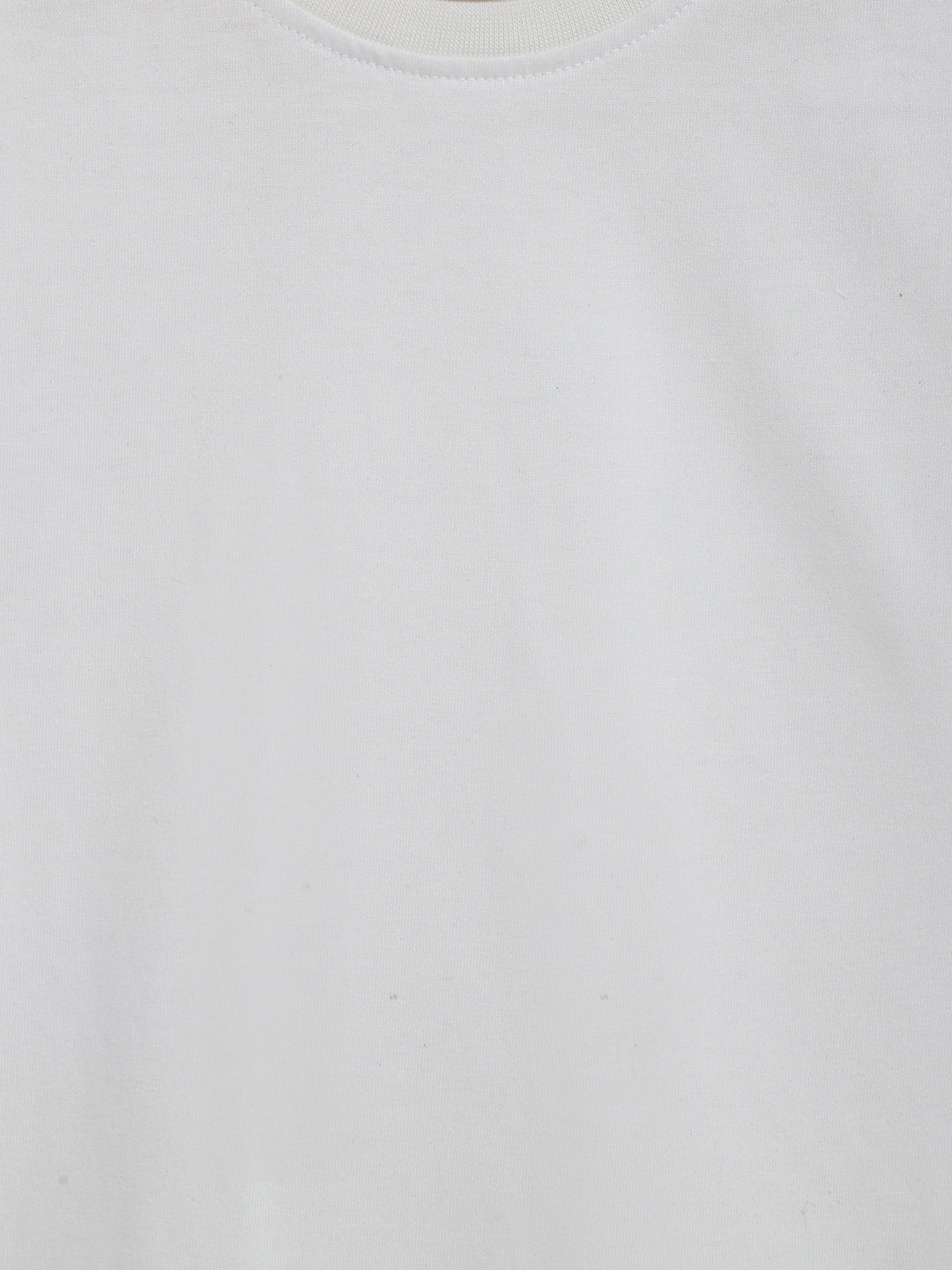 Boys White Solid Cotton T-Shirt