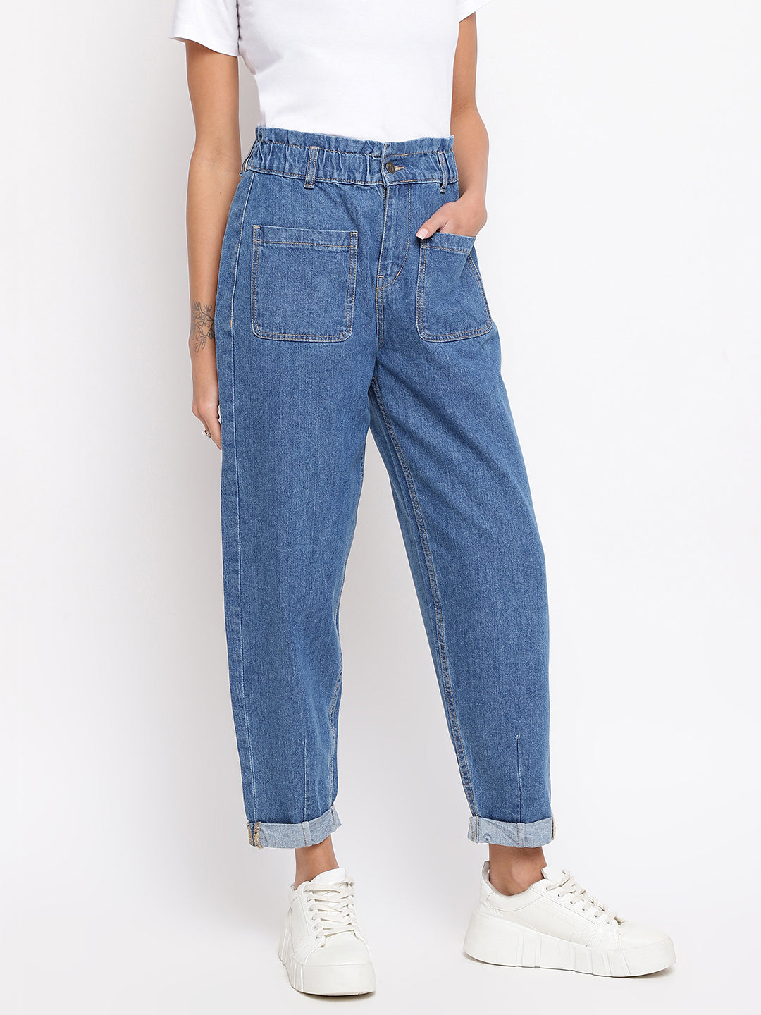 Women Mom Fit Denim Jeans