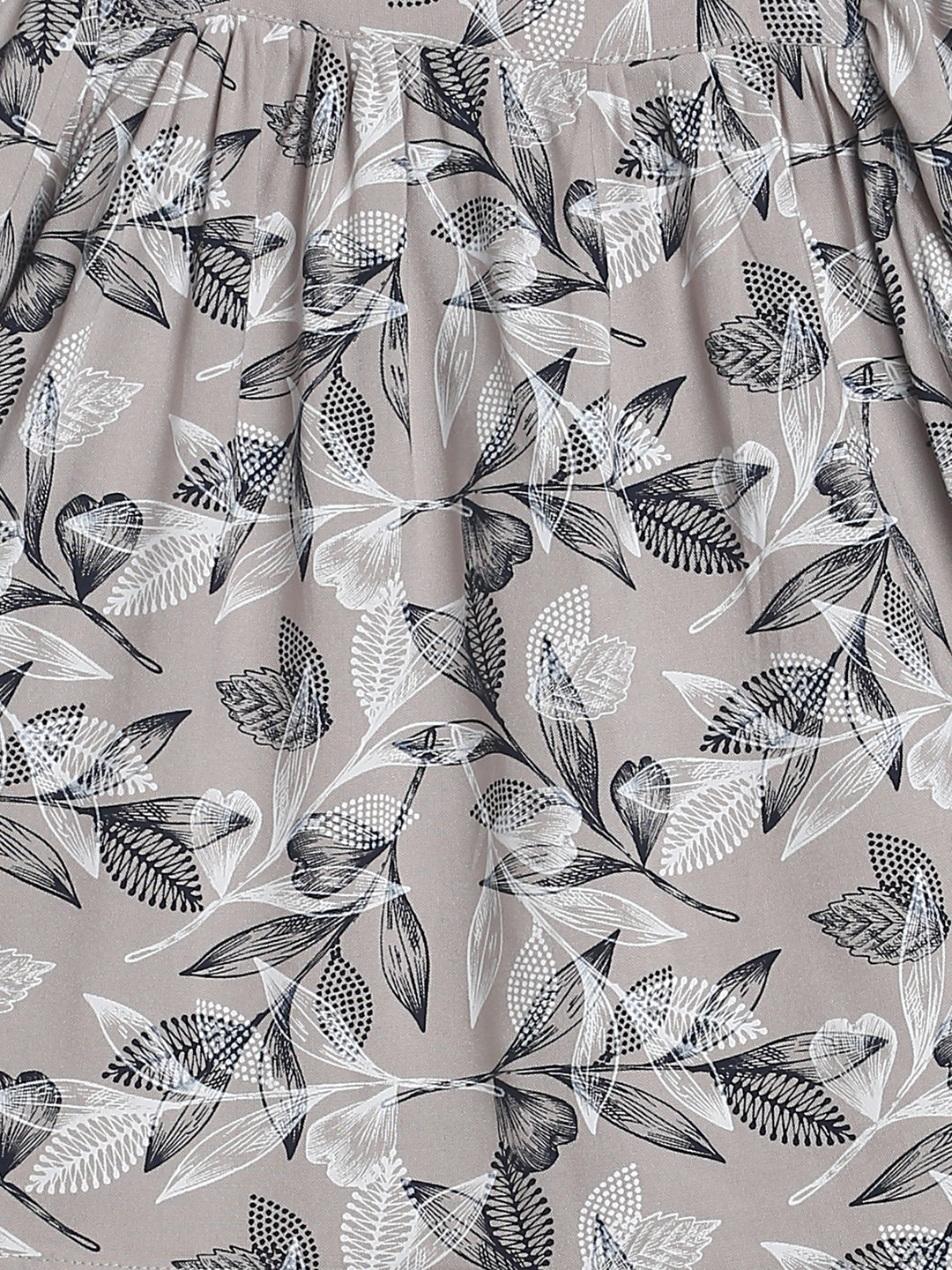 Girls Beige Floral Print Dress