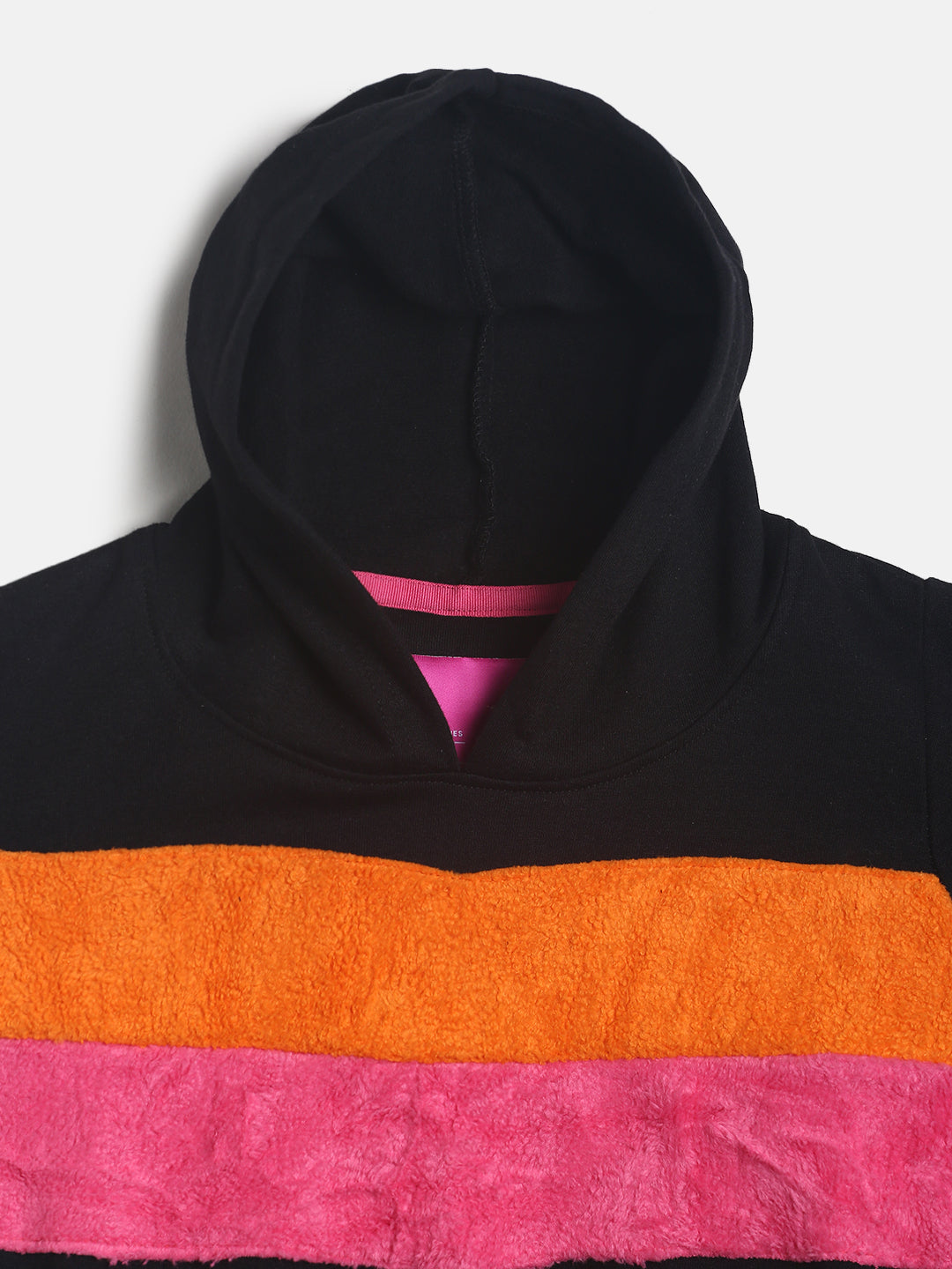 Girls Black Patched Sweatshirt With Hood